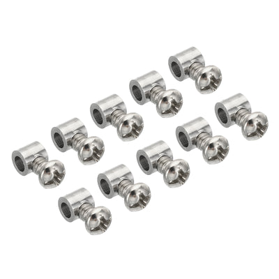 Harfington 3.3mm Hole Wire Rope Clips Set, 10 Pcs Steel Single Holes Lock Cable Clamps Clip with M4x0.7 Phillips Screws for Cable DIY Fittings, Silver