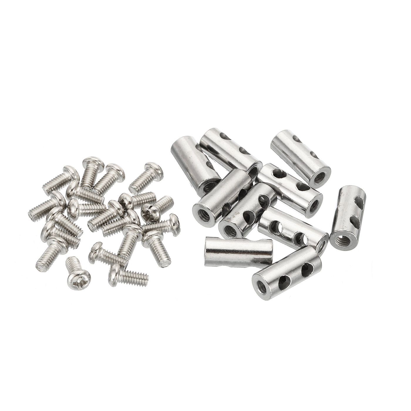 Harfington 18x8mm Wire Rope Clips Set, 10 Pcs 3.6mm Hole Steel Double Holes Lock Cable Clamps Clip with M4x0.7 Phillips Screws for Cable DIY Fittings, Silver