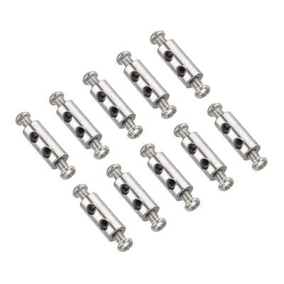 Harfington 18x8mm Wire Rope Clips Set, 10 Pcs 3.6mm Hole Steel Double Holes Lock Cable Clamps Clip with M4x0.7 Phillips Screws for Cable DIY Fittings, Silver