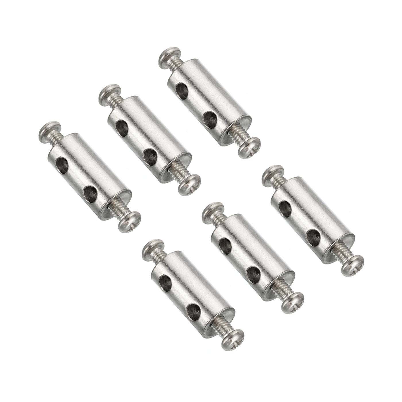 Harfington 20x10mm Wire Rope Clips Set, 6 Pcs 3.6mm Hole Steel Double Holes Lock Cable Clamps Clip with M4x0.7 Phillips Screws for Cable DIY Fittings, Silver