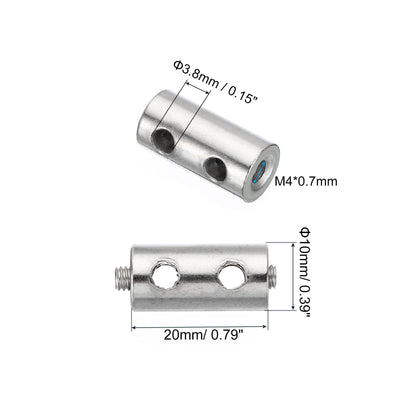 Harfington 20x10mm Wire Rope Clips Set, 3.8mm Hole 6 Pcs Steel Double Holes Lock Cable Clamps Clip with M4x0.7 Hexagon Screws Spanner for Cable DIY, Silver