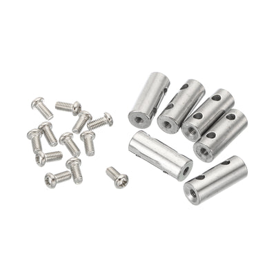 Harfington 25x10mm Wire Rope Clips Set, 6 Pcs 3.5mm Hole Steel Double Holes Lock Cable Clamps Clip with M4x0.7 Phillips Screws for Cable DIY Fittings, Silver