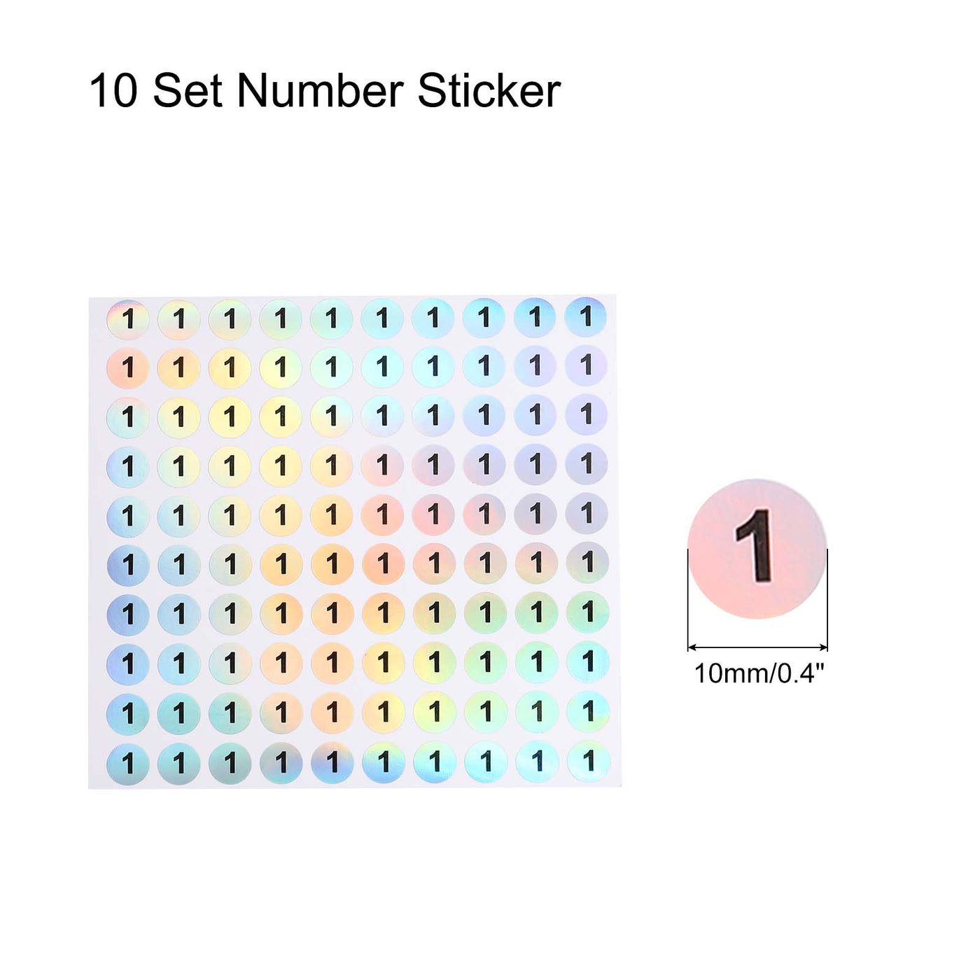 Harfington Laser Number Stickers, Number 1 Round Self Adhesive Reflective Sticker for Inventory, Storage Organizing, 10 Sheets(1000pcs)