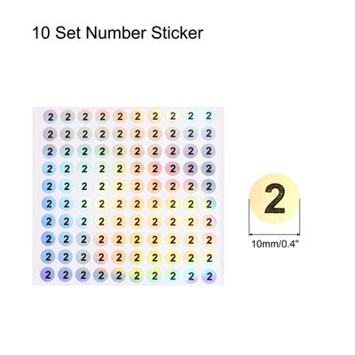 Harfington Laser Number Stickers, Number 2 Round Self Adhesive Reflective Sticker for Inventory, Storage Organizing, 10 Sheets(1000pcs)