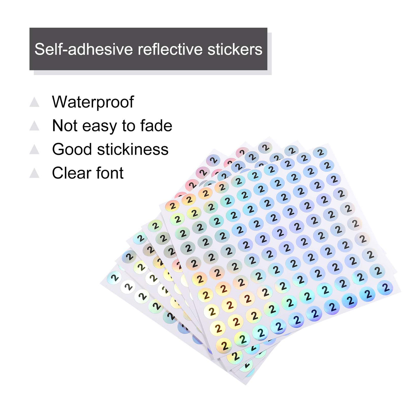 Harfington Laser Number Stickers, Number 2 Round Self Adhesive Reflective Sticker for Inventory, Storage Organizing, 10 Sheets(1000pcs)