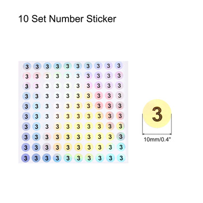 Harfington Laser Number Stickers, Number 3 Round Self Adhesive Reflective Sticker for Inventory, Storage Organizing, 10 Sheets(1000pcs)