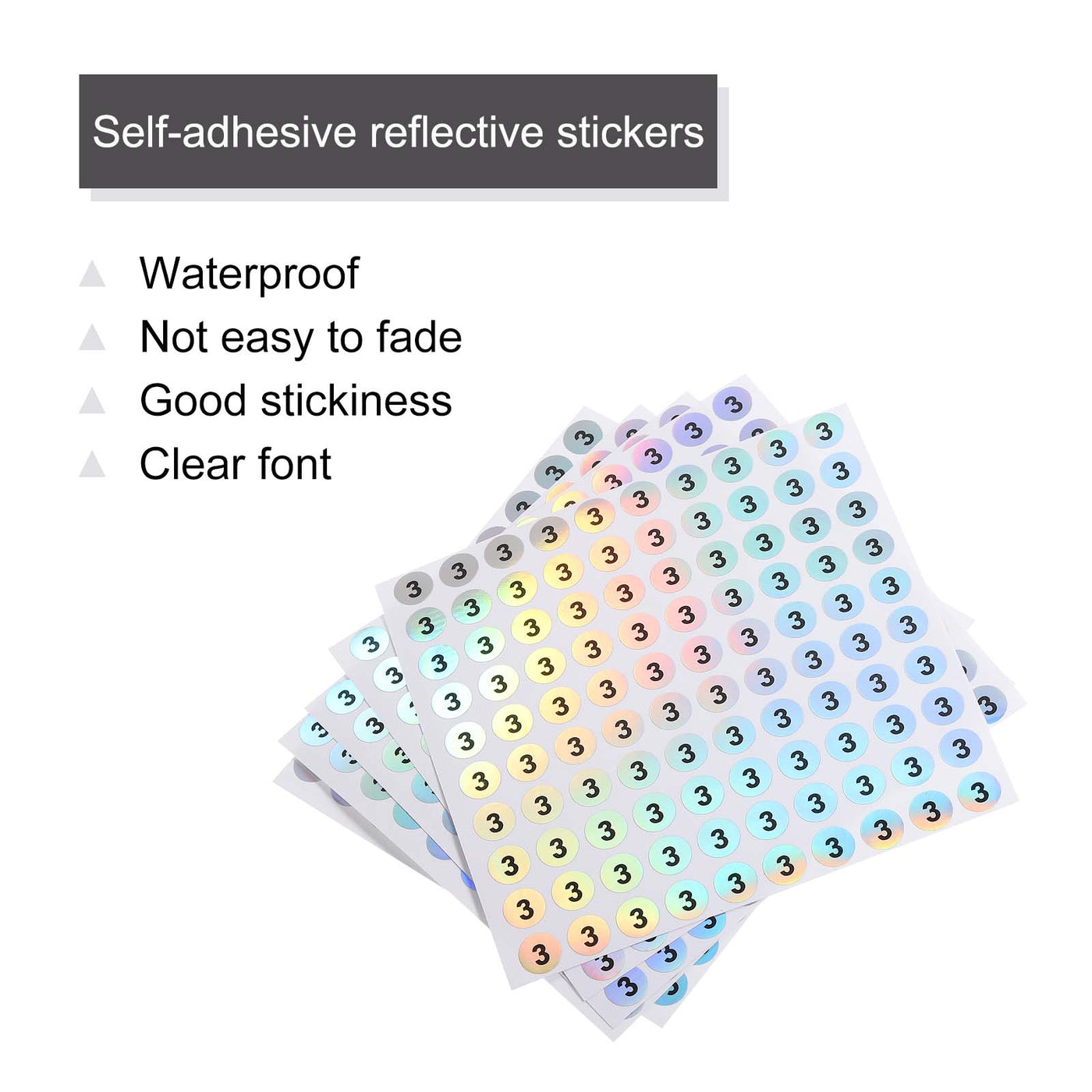 Harfington Laser Number Stickers, Number 3 Round Self Adhesive Reflective Sticker for Inventory, Storage Organizing, 10 Sheets(1000pcs)