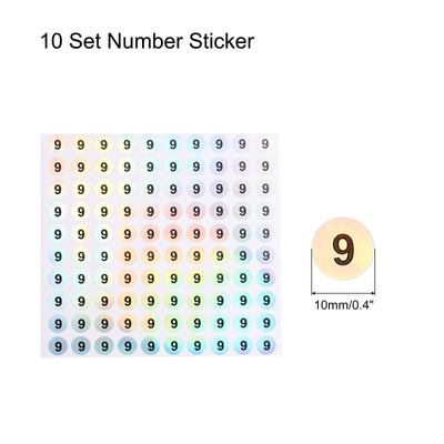 Harfington Laser Number Stickers, Number 9 Round Self Adhesive Reflective Sticker for Inventory, Storage Organizing, 10 Sheets(1000pcs)