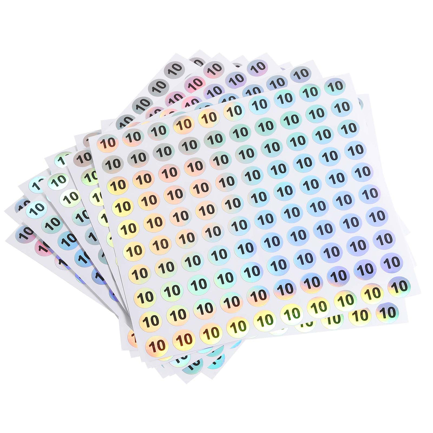 Harfington Laser Number Stickers, Number 10 Round Self Adhesive Reflective Sticker for Inventory, Storage Organizing, 10 Sheets(1000pcs)