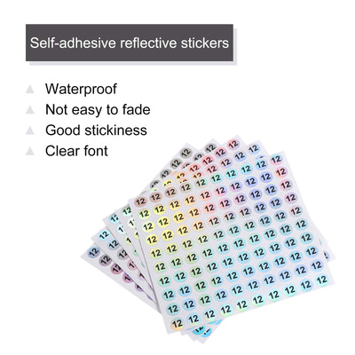 Harfington Laser Number Stickers, Number 12 Round Self Adhesive Reflective Sticker for Inventory, Storage Organizing, 10 Sheets(1000pcs)