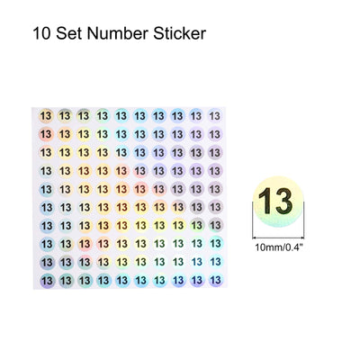 Harfington Laser Number Stickers, Number 13 Round Self Adhesive Reflective Sticker for Inventory, Storage Organizing, 10 Sheets(1000pcs)