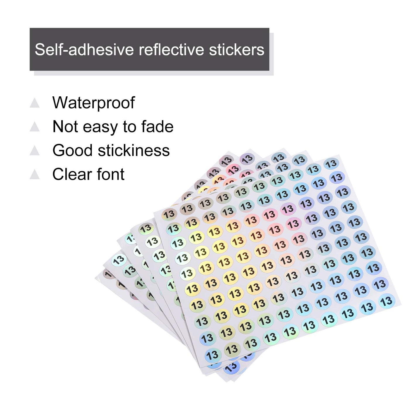 Harfington Laser Number Stickers, Number 13 Round Self Adhesive Reflective Sticker for Inventory, Storage Organizing, 10 Sheets(1000pcs)