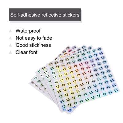 Harfington Laser Number Stickers, Number 13 Round Self Adhesive Reflective Sticker for Inventory, Storage Organizing, 10 Sheets(1000pcs)