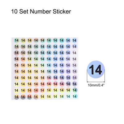 Harfington Laser Number Stickers, Number 14 Round Self Adhesive Reflective Sticker for Inventory, Storage Organizing, 10 Sheets(1000pcs)