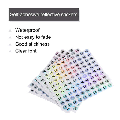 Harfington Laser Number Stickers, Number 14 Round Self Adhesive Reflective Sticker for Inventory, Storage Organizing, 10 Sheets(1000pcs)