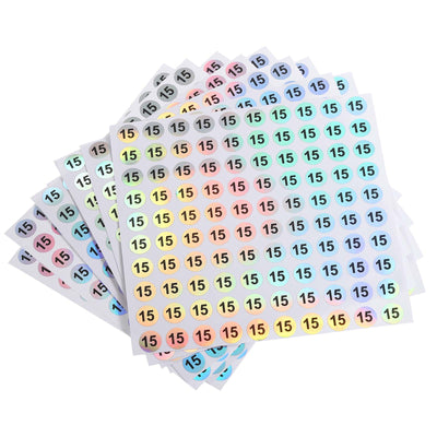 Harfington Laser Number Stickers, Number 15 Round Self Adhesive Reflective Sticker for Inventory, Storage Organizing, 10 Sheets(1000pcs)