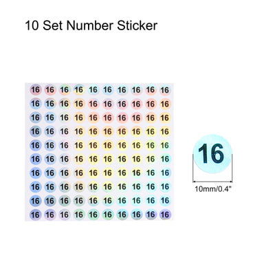 Harfington Laser Number Stickers, Number 16 Round Self Adhesive Reflective Sticker for Inventory, Storage Organizing, 10 Sheets(1000pcs)