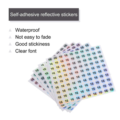 Harfington Laser Number Stickers, Number 16 Round Self Adhesive Reflective Sticker for Inventory, Storage Organizing, 10 Sheets(1000pcs)