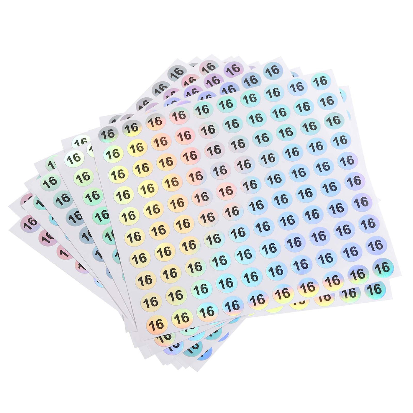 Harfington Laser Number Stickers, Number 16 Round Self Adhesive Reflective Sticker for Inventory, Storage Organizing, 10 Sheets(1000pcs)