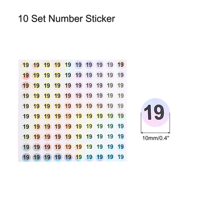 Harfington Laser Number Stickers, Number 19 Round Self Adhesive Reflective Sticker for Inventory, Storage Organizing, 10 Sheets(1000pcs)