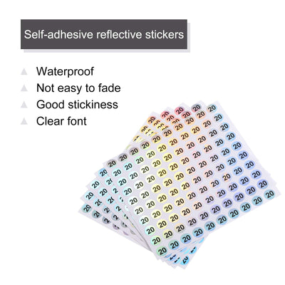 Harfington Laser Number Stickers, Number 20 Round Self Adhesive Reflective Sticker for Inventory, Storage Organizing, 10 Sheets(1000pcs)