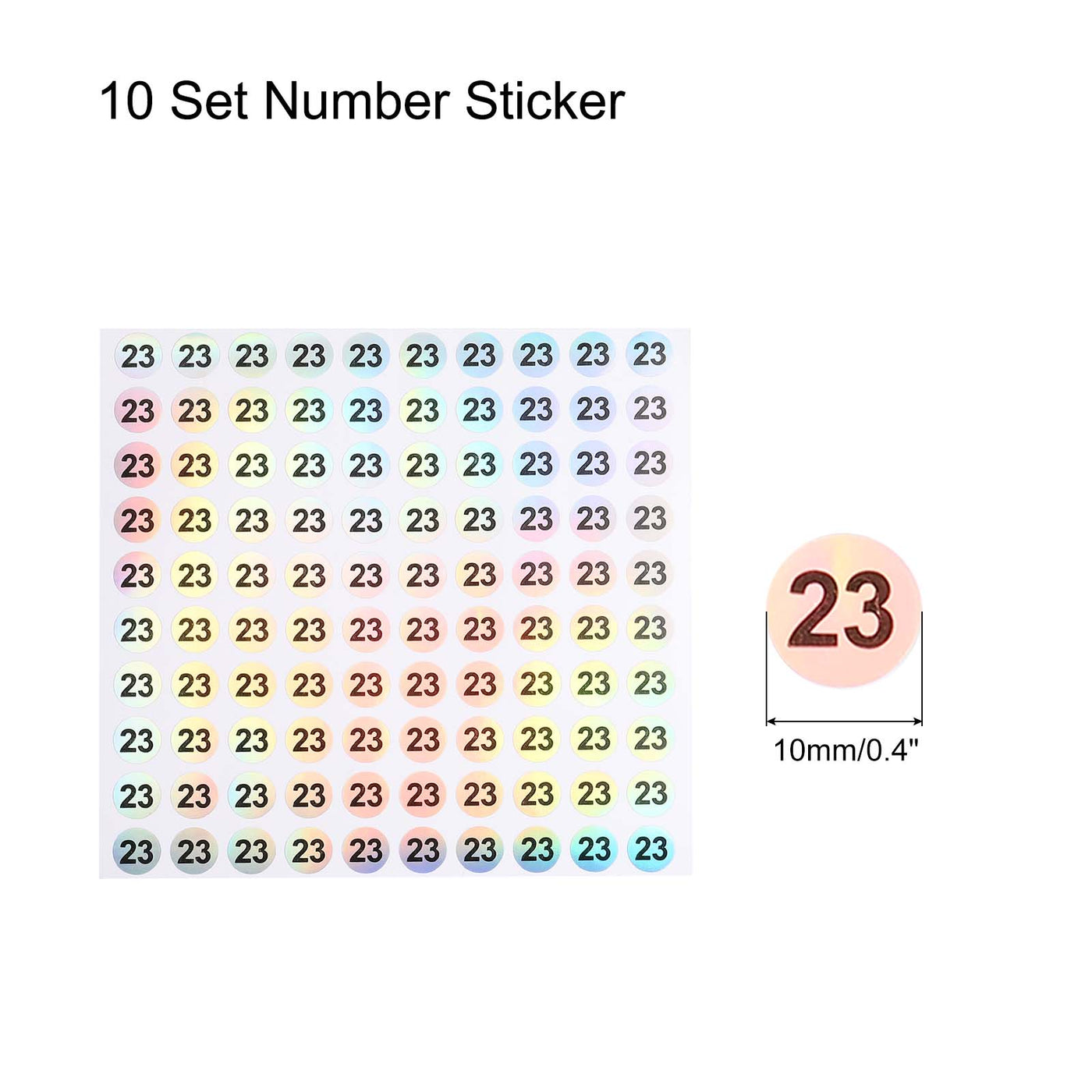 Harfington Laser Number Stickers, Number 23 Round Self Adhesive Reflective Sticker for Inventory, Storage Organizing, 10 Sheets(1000pcs)