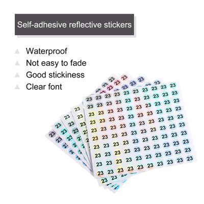 Harfington Laser Number Stickers, Number 23 Round Self Adhesive Reflective Sticker for Inventory, Storage Organizing, 10 Sheets(1000pcs)