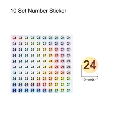 Harfington Laser Number Stickers, Number 24 Round Self Adhesive Reflective Sticker for Inventory, Storage Organizing, 10 Sheets(1000pcs)