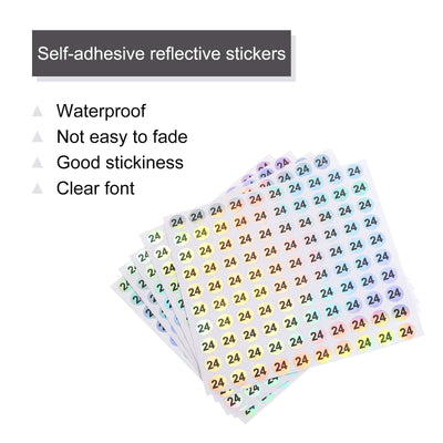 Harfington Laser Number Stickers, Number 24 Round Self Adhesive Reflective Sticker for Inventory, Storage Organizing, 10 Sheets(1000pcs)