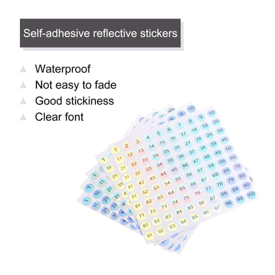 Harfington Laser Number Stickers, Number 1 to 100 Round Self Adhesive Reflective Sticker for Inventory, Storage Organizing, 10 Sheets(1000pcs)