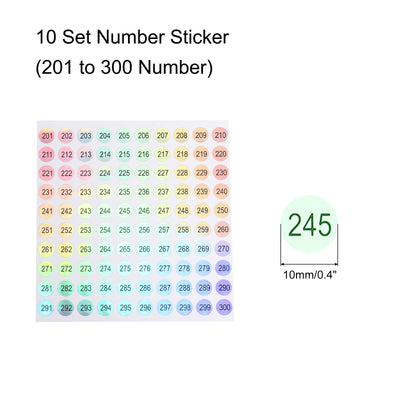 Harfington Laser Number Stickers, Number 201 to 300 Round Self Adhesive Reflective Sticker for Inventory, Storage Organizing, 10 Sheets(1000pcs)