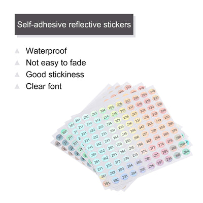 Harfington Laser Number Stickers, Number 201 to 300 Round Self Adhesive Reflective Sticker for Inventory, Storage Organizing, 10 Sheets(1000pcs)