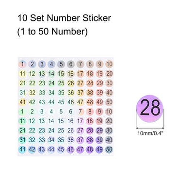 Harfington Laser Number Stickers, Number 1 to 50 Round Self Adhesive Reflective Sticker for Inventory, Storage Organizing, 10 Sheets(1000pcs)