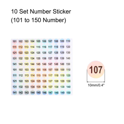 Harfington Laser Number Stickers, Number 101 to 150 Round Self Adhesive Reflective Sticker for Inventory, Storage Organizing, 10 Sheets(1000pcs)