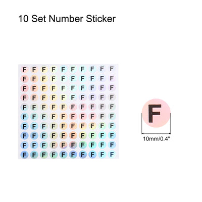 Harfington Laser Capital Letter Stickers, Alphabet F Round Self-Adhesive Reflective Letter Stickers for Inventory, Storage, Organizing,10 Sheets(1000 Stickers)