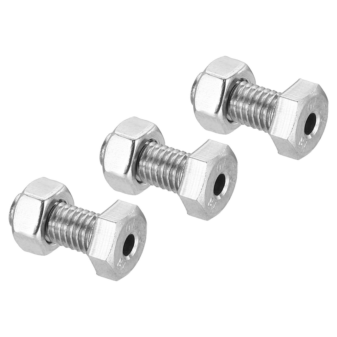 Harfington M5x12mm Hollow External Hexagon Screw, 3 Set Cylindrical Lamp Threading Socket Screws Through Hole Bolt with Nut 304 Stainless Steel