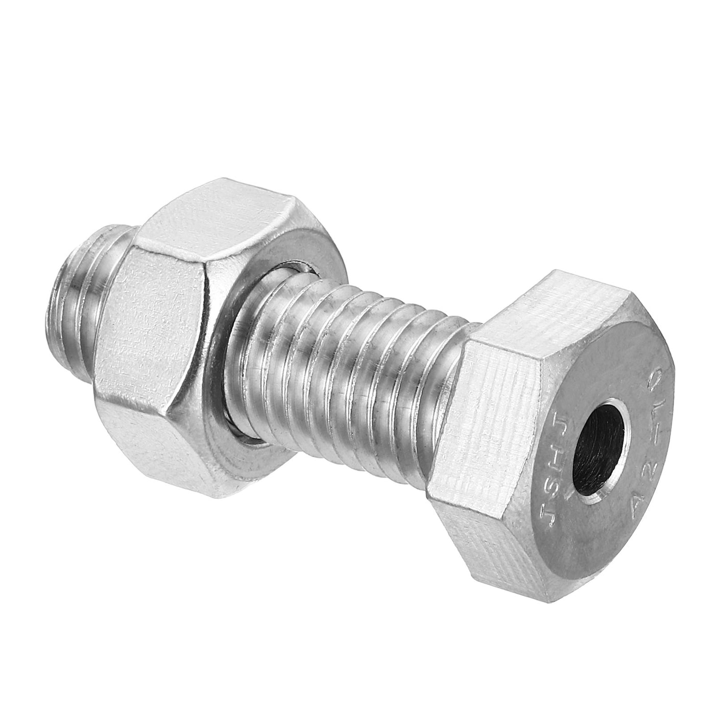 Harfington M14x40mm Hollow External Hexagon Screw, 1 Set Cylindrical Lamp Threading Socket Screws Through Hole Bolt with Nut 304 Stainless Steel