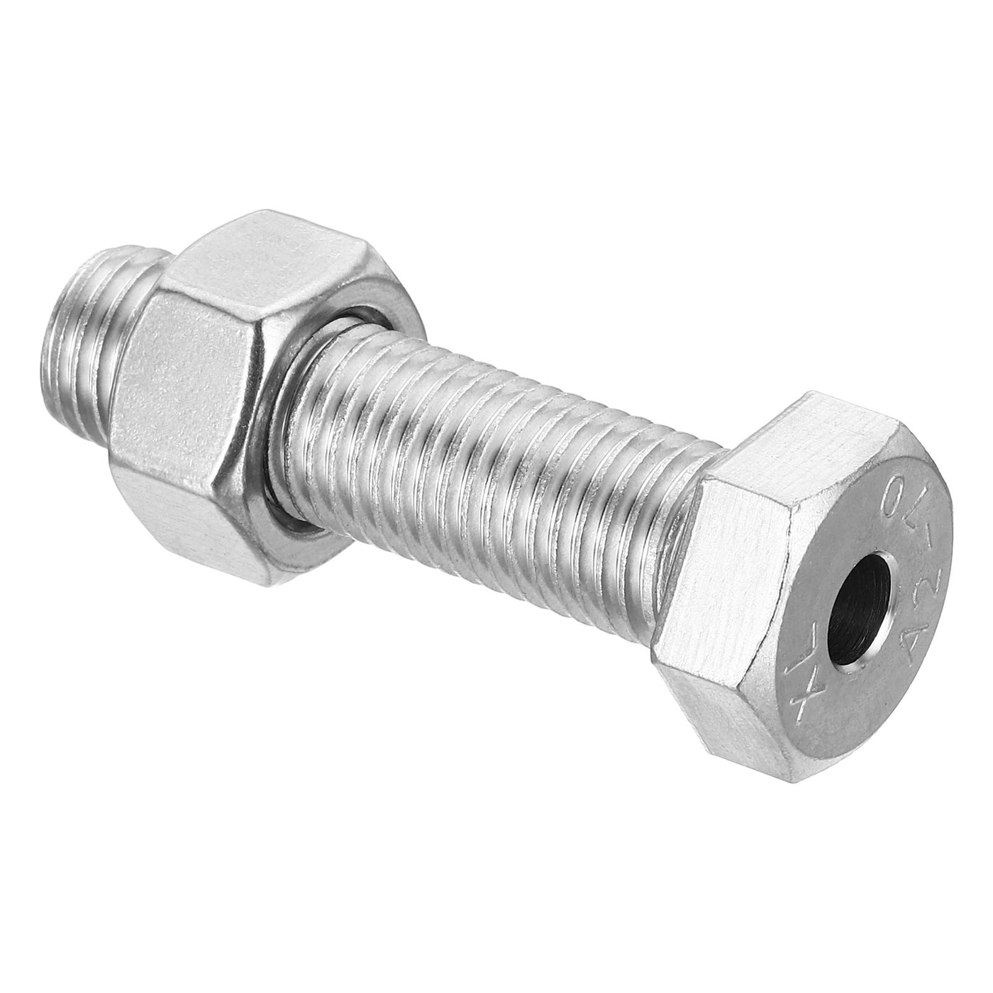 Harfington M16x60mm Hollow External Hexagon Screw, 1 Set Cylindrical Lamp Threading Socket Screws Through Hole Bolt with Nut 304 Stainless Steel