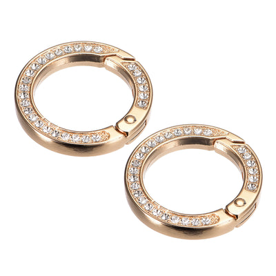 Harfington Uxcell Spring O Ring Buckles Clips, 2Pcs 1.38" Spring Snap Clip Hook for DIY Bag, Gold