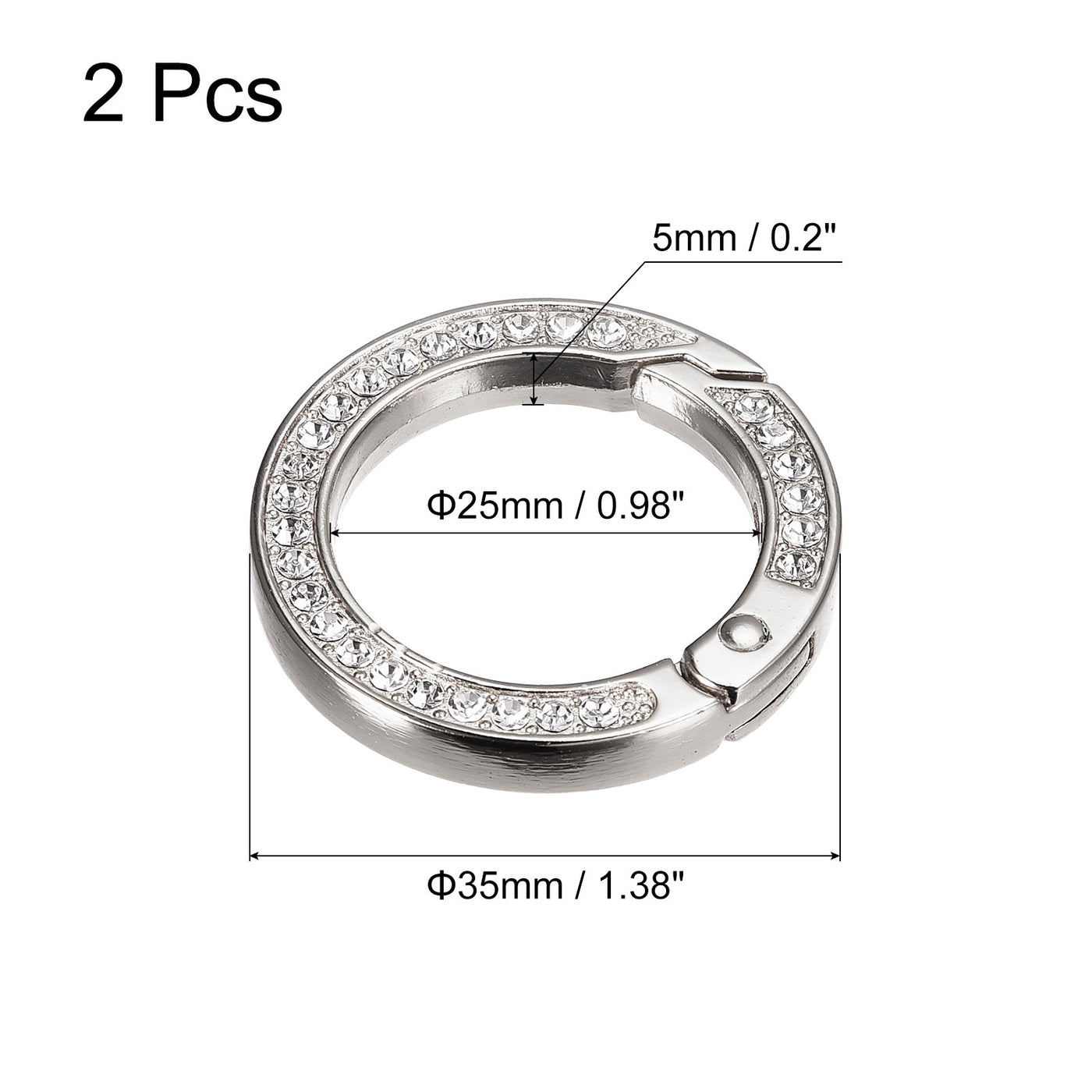 uxcell Uxcell Spring O Ring Buckles Clip, 2Pcs 1.38" Spring Snap Clip Hook for DIY Bag, Silver