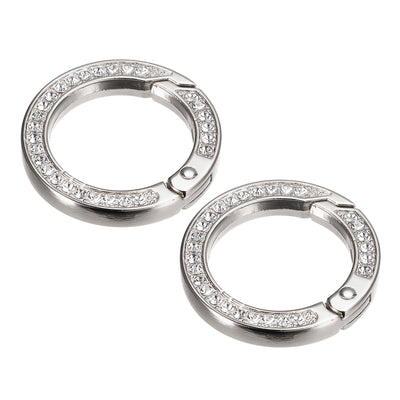 Harfington Uxcell Spring O Ring Buckles Clip, 2Pcs 1.38" Spring Snap Clip Hook for DIY Bag, Silver