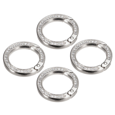 Harfington Uxcell Spring O Ring Buckles Clip, 4Pcs 1.38" Spring Snap Clip Hook for DIY Bag, Silver