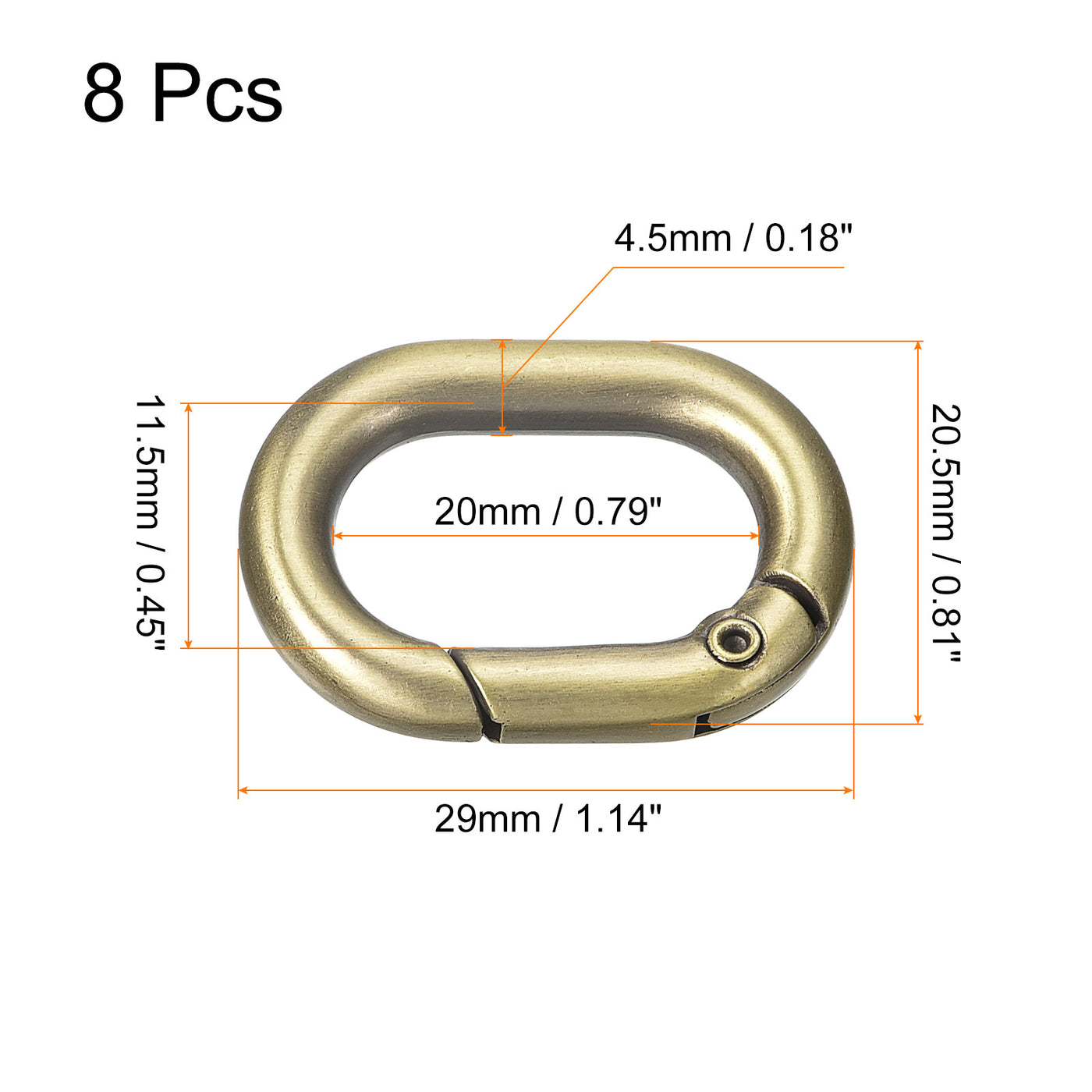 uxcell Uxcell 1.14" Spring Oval Ring Snap Clip Trigger for Bag Purse Keychain, 8Pcs Bronze