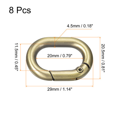 Harfington Uxcell 1.14" Spring Oval Ring Snap Clip Trigger for Bag Purse Keychain, 8Pcs Bronze