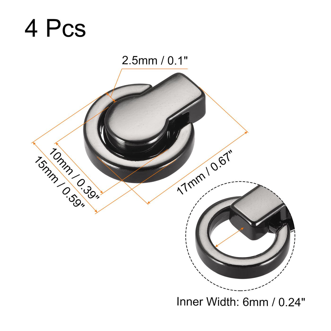 uxcell Uxcell Kugelbolzennieten, 4 Stück Nietbolzenschrauben Kugelpfostenkopfknöpfe mit D-Ring für Geldbörsenkettenverbinder DIY Kunstlederhandwerk, Schwarz