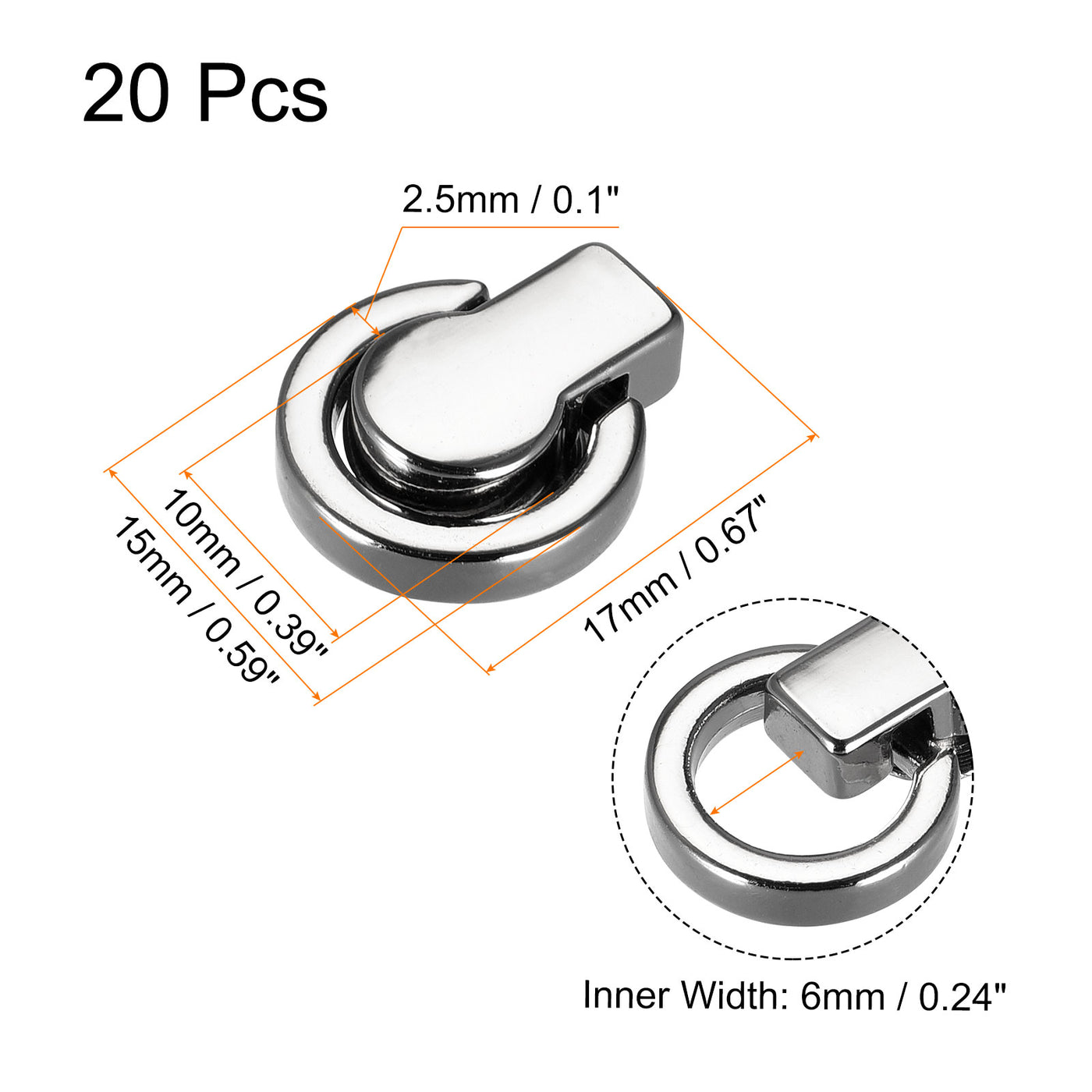 uxcell Uxcell Kugelbolzennieten, 20 Stück Nietbolzenschrauben Kugelpfostenkopfknöpfe mit D-Ring für Geldbörsenkettenverbinder DIY Kunstlederhandwerk, silberfarben