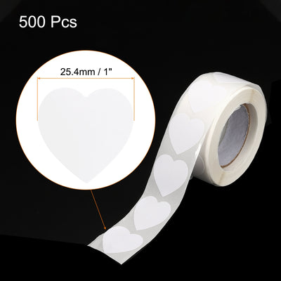 Harfington Heart Shaped Sticker 1" Self-Adhesive Love Label White 500 Pcs