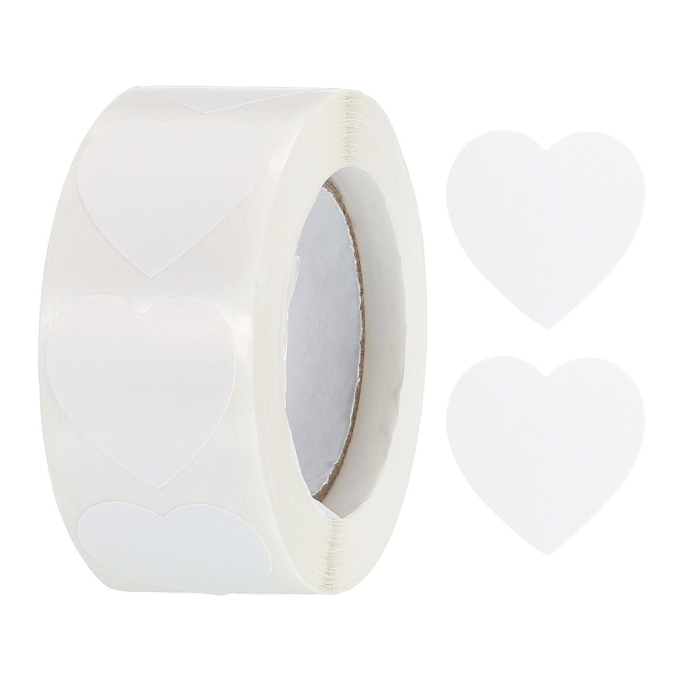 Harfington Heart Shaped Sticker 1" Self-Adhesive Love Label White 500 Pcs