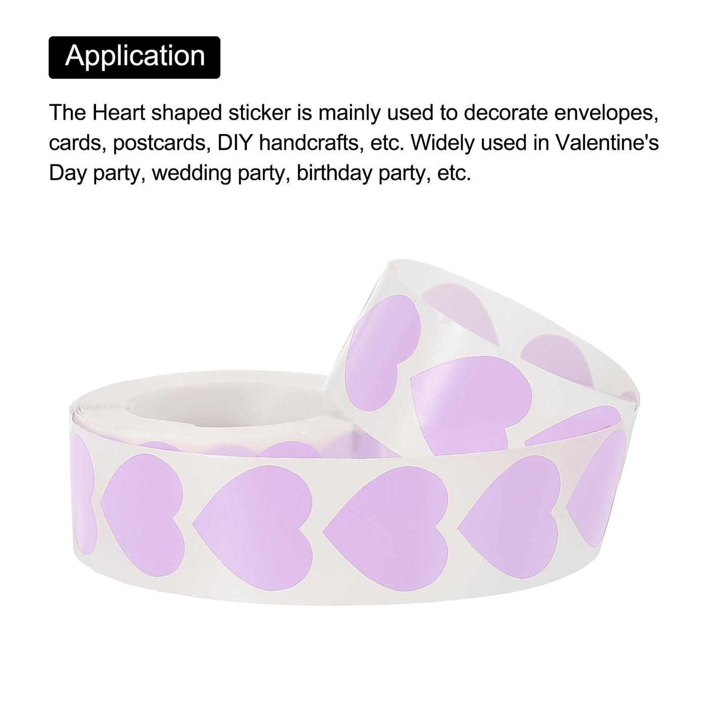 Harfington Heart Shaped Sticker 1" Self-Adhesive Love Label Light Purple 500 Pcs