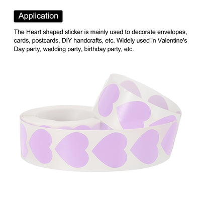 Harfington Heart Shaped Sticker 1" Self-Adhesive Love Label Light Purple 1000 Pcs